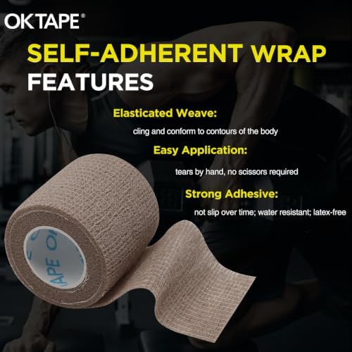 OK TAPE 12 Rolls Self Adhesive Bandage Wrap, Cohesive Elastic Athletic Tape - Image 5