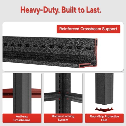 5-Tier Heavy Duty Garage Shelving, 5,000 lbs Capacity Adjustable Plastic Storage Shelving Unit for Garage, Basement & Warehouse, Boltless Steel Frame,35" W x 15.7" D x 72" H - Image 6