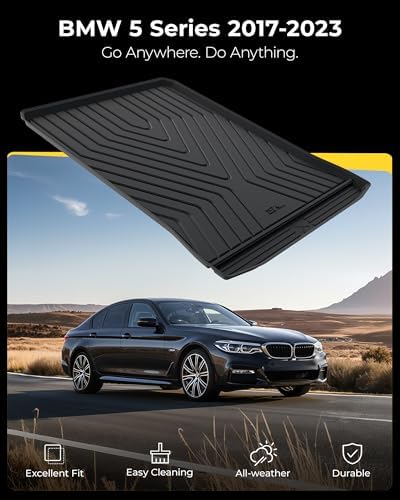 3W BMW 5 Series G30 Cargo Liner Fit for 2017-2023 All Weather TPE Trunk Mats Custom Fit for BMW 5 Series 520i 530i 535i 540i 540d 550i Full Set Car Accessories (Not for 530e) - Image 2