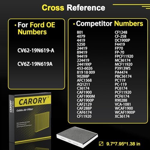 Cabin Air Filter w/Activated Carbon for Select 2013-2023 Ford, Lincoln Models - C-Max, Escape, Focus, Transit Connect, MKC, CV6Z-19N619A, FP-70, 2014 2015 2016 2017 2018 2019 2020 2021, CF921 - Image 4