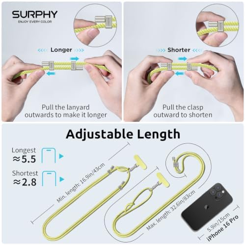 SURPHY Phone Lanyard Crossbody, Phone Strap Crossbody with 2 Tether Tabs - Image 3
