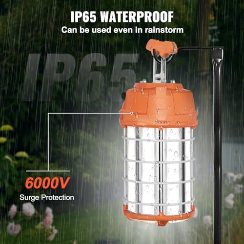 VEVOR LED Temporary Work Light, 150W, 20000lm Construction Lights, 5000K Portable Super Bright & Waterproof & Connected Up to 6 lights, Hanging Job Site Lighting for Indoor and Outdoor Lighting UL - Image 4
