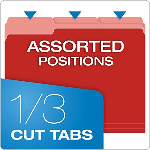 Pendaflex Two-Tone Color File Folders, Letter Size, Red, 1/3 Cut, 100 per Box (152 1/3 RED)(Pack of 5) - Image 2