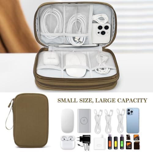 FYY Electronic Organizer, Travel Tech Pouch Bag, Large, Brown - Image 6