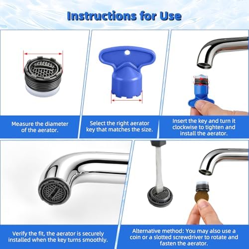 Hibbent 24 Pcs Faucet Aerator with 6 Pcs Aerator Key Removal Wrench Tool - Image 6