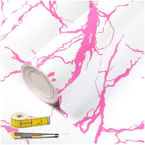 Pink Marble Pattern Shelf Liner, Non-Adhesive Non-Slip Thickened by Kimhan