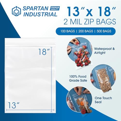 13” X 18” (500 Count) 2 Mil Clear Reclosable Zip Plastic Poly Bags - Image 2