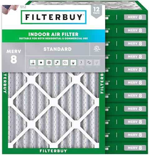 Filterbuy 24x30x2 Air Filter MERV 8 Dust & Allergy Defense (12-Pack) by Filterbuy