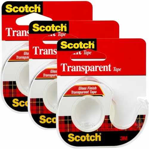 Scotch Transparent Tape, 0.5 in x 450 in (12.7 mm x 11.4 m), (Pack of 3) by ScotchBrand