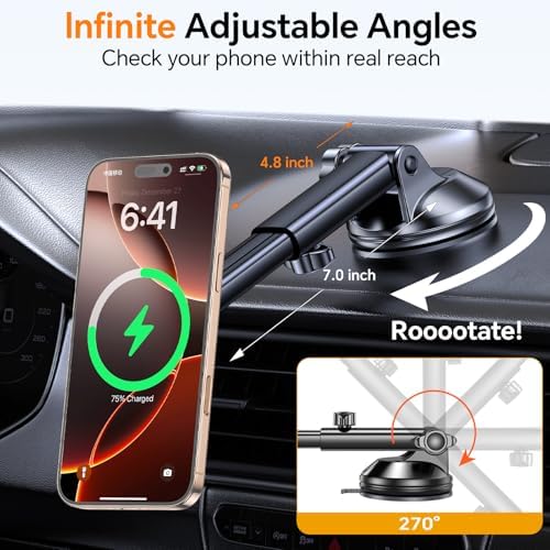 Coolpow 15W Magsafe Car Mount Charger Magnetic Phone Holders for Your Car - Image 7