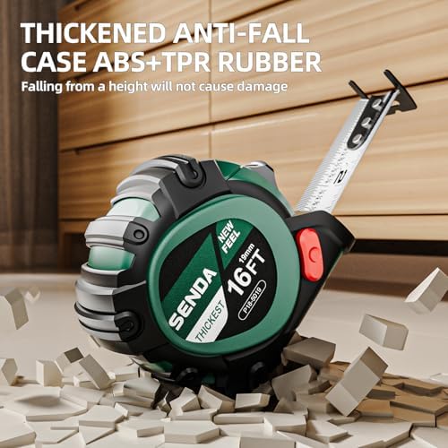 SENDA 4 Pack Tape Measure 16Ft - Heavy Duty Tape Measure with 25mm Wide with Three Stops, High Precision Measuring Tape Retractable Measuring Tape, Rubber for Comfortable Grip, Fraction Markings - Image 6