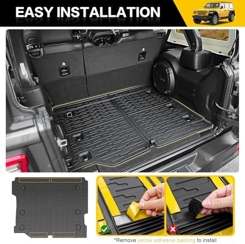 Rear Cargo Mat for 2018-2026 Jeep Wrangler JL Unlimited 4X4 Cargo Liners All Weather TPE Protection Anti-Slip Trunk Mat for 18-26 Wrangler JL 4X4 4 Door Accessories - Image 4