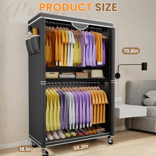 Clothes Rack With Cover, Heavy Duty Clothing Rack for Hanging Clothes - Image 6