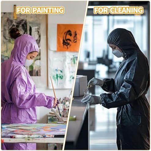 Painting Protective Suit, SMS Full Body Hazmat Suits Coveralls with Hood and Elastic Wrists for Mechanic Work - Image 6