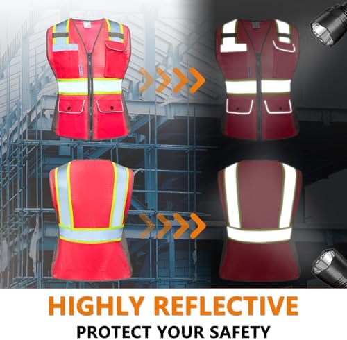 HYCOPROT Safety Vest for Women Mesh Reflective Lady High Visibility Construction Work Vest Meets ANSI/ISEA Standards - Image 4