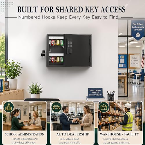60 Key Lock Box Smart Key Organier Cabinet with Keypad & App for Office - Image 6
