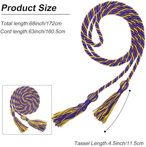 GraduationMall Graduation Honor Cord 68" PurpleGold - Image 4