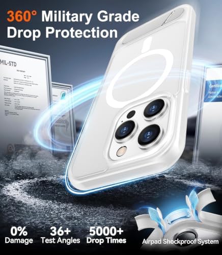 Temdan Magnetic Compatible with iPhone 15 Pro Case, [Built-in Invisible Kickstand][Compatible with MagSafe][Military Grade Shockproof] Slim Translucent Matte Phone Case for iPhone 15 Pro 6.1" - Image 4