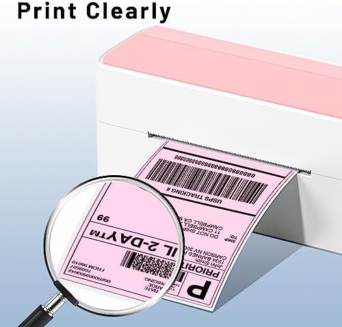 Phomemo 4X6'' Thermal Shipping Labels - Pack of 100 4x6 Fan-Fold Labels for Shipping Labels, Address, Mail, Product Logo Labels, Commercial Grade, Pink - Image 2