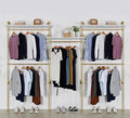 Industrial Pipe Clothing Rack Wall Mounted 5 Hanging Rods Garment Bar with Storage Shelf, Heavy Duty Metal Clothes Racks Closet System for Hanging Clothes Retail Display (Gold) by EDCB