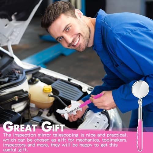 Copkim Telescoping Inspection Mirror for Mechanics,Pink,Round - Image 6