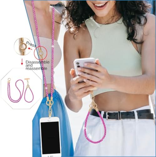 Phone Lanyard Crystal Phone Strap Crossbody, Plum - Image 3