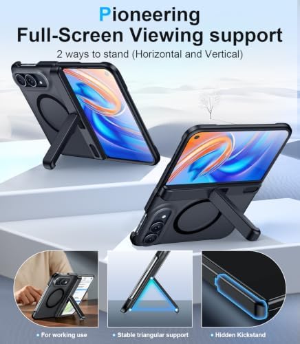 Temdan Magnetic for iPhone Duo Case Ultra Fold with Hidden Stand, Black - Image 3