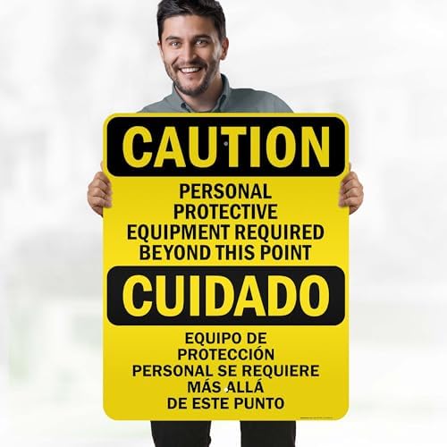Caution Personal Protective Equipment Required Beyond This Point Bilingual Osha Sign, 24x30 Inches, 3M EGP Reflective .080 Aluminum, Fade Resistant, Made in USA by My Sign Center - Image 2