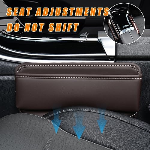 Ziciner Car Seat Gap Organizer, Premium Leather Auto Seat Storage Box, Vehicle Adjustable Front Seat Gap Filler, Car Seat Side Pocket Organizer for Phones, Glasses, Keys, Money, Cards (Coffee) - Image 6