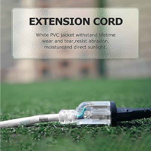 YOJOE Indoor Outdoor Extension Cord with Lighted End, 3 Prong 13A Weatherproof Power Cord, 16 Gauge Heavy Duty 8 ft White Extension Cord for Garage, Garden and Home, 16/3 SJTW UL Certified - Image 6