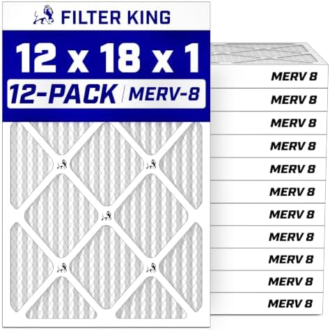 Filter King 12x18x1 Air Filter MERV 8, AC Furnace Filters (12-Pack) by FilterKing