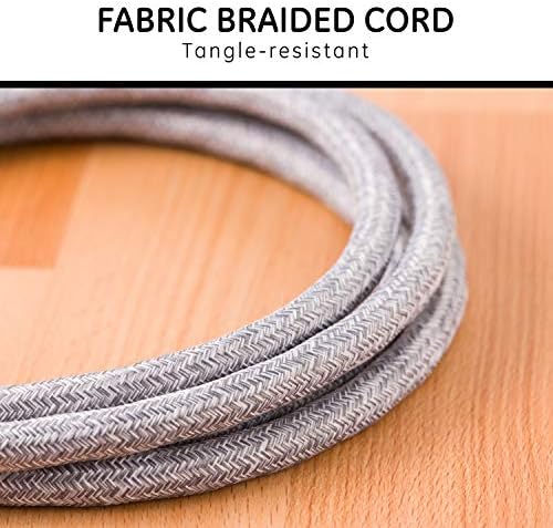 GE Pro 3 Outlet Surge Protector Power Strip, 8 Ft Designer Braided Extension Cord, Flat Plug, Wall Mount, Heather Gray, 45916 - Image 4