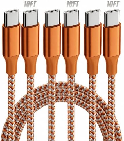 KYEHD USB C Cable，3 Pack 10FT 60W Fast Charging USB C to USB C Cable, Durable Type C Charger Cable for iPhone 17/16/15/iPad MacBook CarPlay and More by Unknown