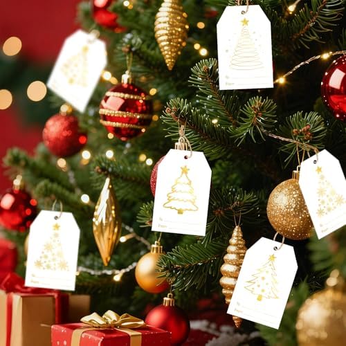 joycraft 60Pcs Christmas Name Gift Tags, 4 Styles Christmas Tree Tags - Image 6