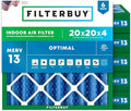 Filterbuy 20x20x4 Air Filter MERV 13 Smoke & Allergy Defense (6-Pack) by Filterbuy