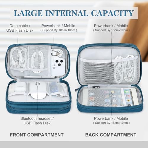 FYY Electronic Organizer, Travel Tech Pouch Bag, Large, Dark Green - Image 3