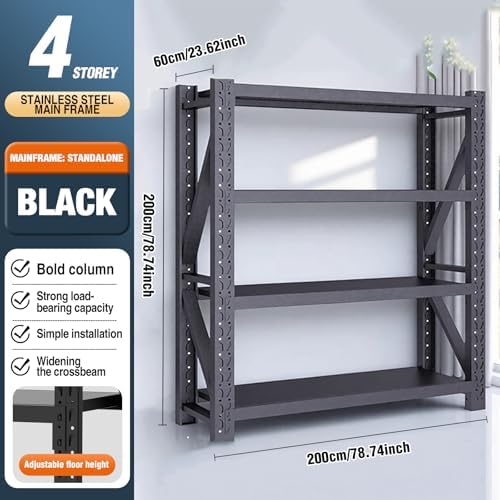 5000LBS Heavy Duty Storage Shelves,Adjustable Metal Garage Shelving Units, Industrial Shelving for Warehouse & Commercial Storage(Black, W78.74*D23.62*H78.74) - Image 2