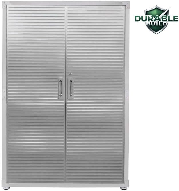 UltraGarage Heavy-Duty Metal Storage Cabinet, Industrial Grade Steel Construction with Slatted Doors, Lock Keys,Professional Garage Organization System (Granite, 48" W x 24" D x 72" H) - Image 4