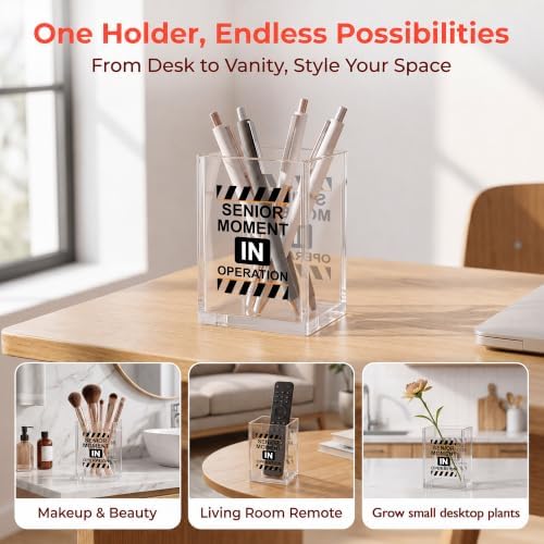 Funny Office Acrylic Cosmetic Pen Pencil Holder Cup, Senior Moment In Operation Pencil Organizer, Humor Unique Desk Accessories, Minimalist Sarcastic Gifts for Women Men Employee（A08） - Image 3