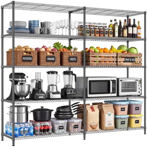 IZEUK Heavy Duty Metal Black Storage Rack Garage Shelving with 32 Wide by IZEUK