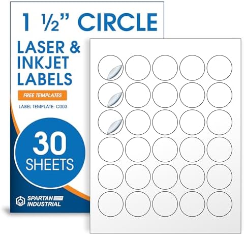 1.5" Circle Labels for Laser & Inkjet, Spartan Industrial Template C003 by SpartanIndustrial