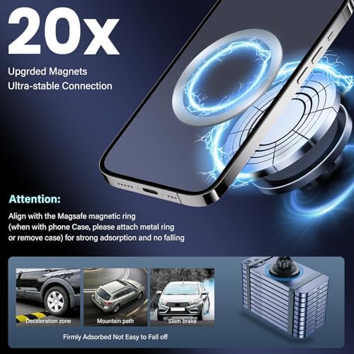 Magnetic Car Phone Holder W/Center Console Organizer-Compatible with Honda Odyssey 2018-2024 Accessories Screen Fixed Clip,360°Rotation Phones mount Stand Compatible with MagSafe,(Not Fit 5 inch ) - Image 5
