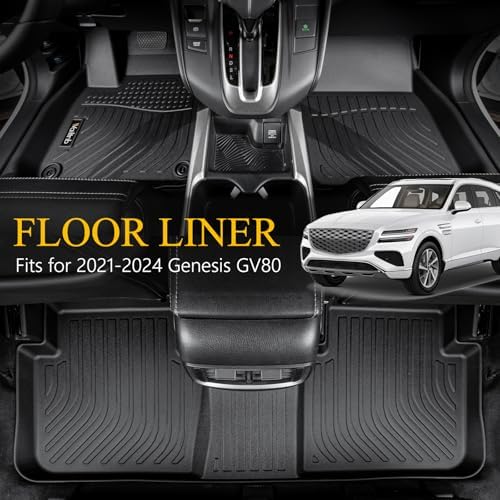 Wailtnb-Floor Mats & Cargo Liner for Genesis GV80 2021-2025 2026 5 Seats Gas Model (Not G80, Not for Coupe) Waterproof Durable All Weather Automotive Floor Liner Custom Fit for GV80 Accessories Black - Image 2