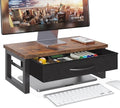 Computer Monitor Stand Riser with Drawer, 2-Tier Desk Accessories & Workspace Organizers, Laptop Stand for Desk with Storage, Office Organization, Wood by Unknown