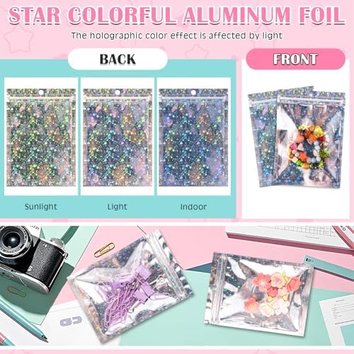 FUNFERY Star 4x6 inch Holographic Bags Resealable Bags with Clear Window - Image 7