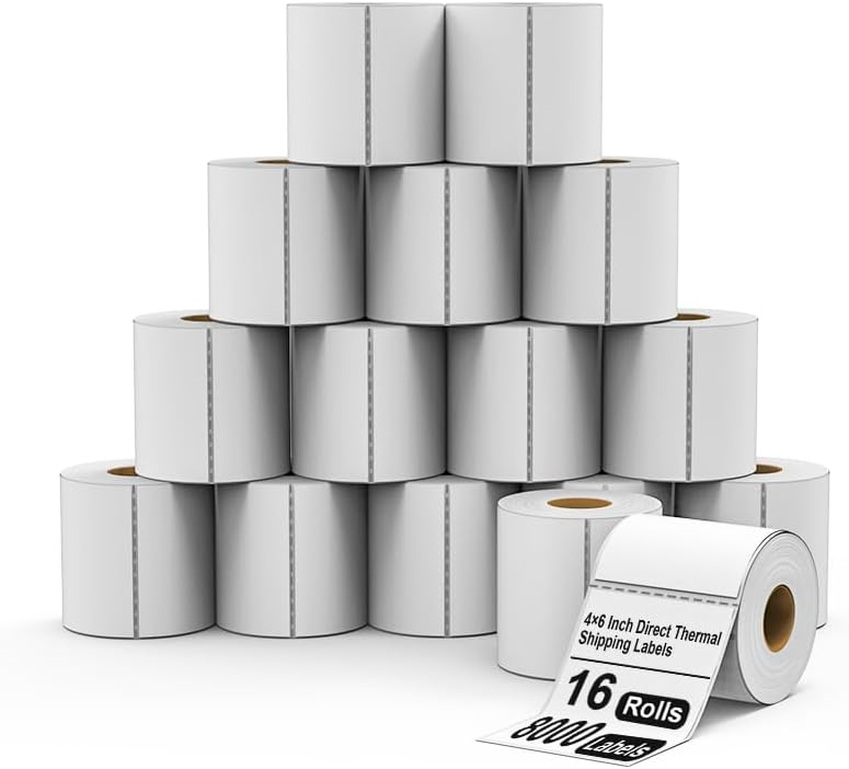 HUOJI 8000 4x6 Thermal Shipping Labels 500/Roll, Commercial Grade by HUOJI