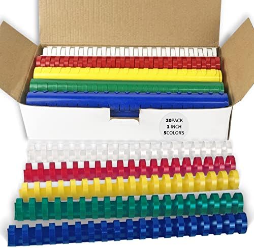Binditek Plastic Binding Combs, 1 Inch, 19 Ring, Multi Color, 20 Pack by Binditek