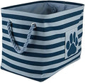 Bone Dry 5743 Pet Storage Collection Striped Paw Patch Bin, Medium Rectangle, Dark Navy by BoneDry
