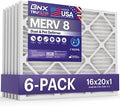 BNX TruFilter 16x20x1 Air Filter MERV 8 (6-Pack) - MADE IN USA – Dust & Pet Defense Electrostatic Pleated Air Conditioner HVAC AC Furnace Filters for Dust, Pet, Mold, Pollen MPR 600 – 700 & FPR 5 by BNX
