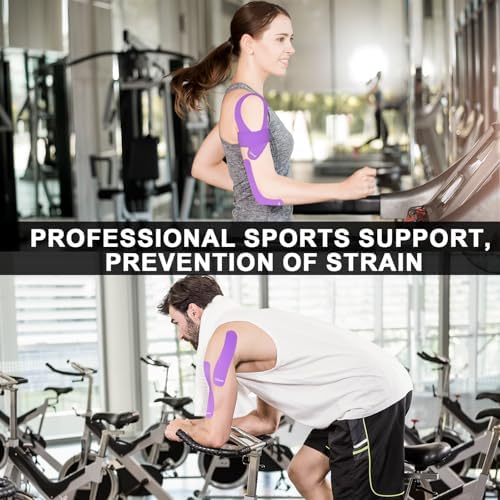 CKeep Kinesiology Tape precut Strips, 40 Count Elastic k Tape, Purple - Image 5